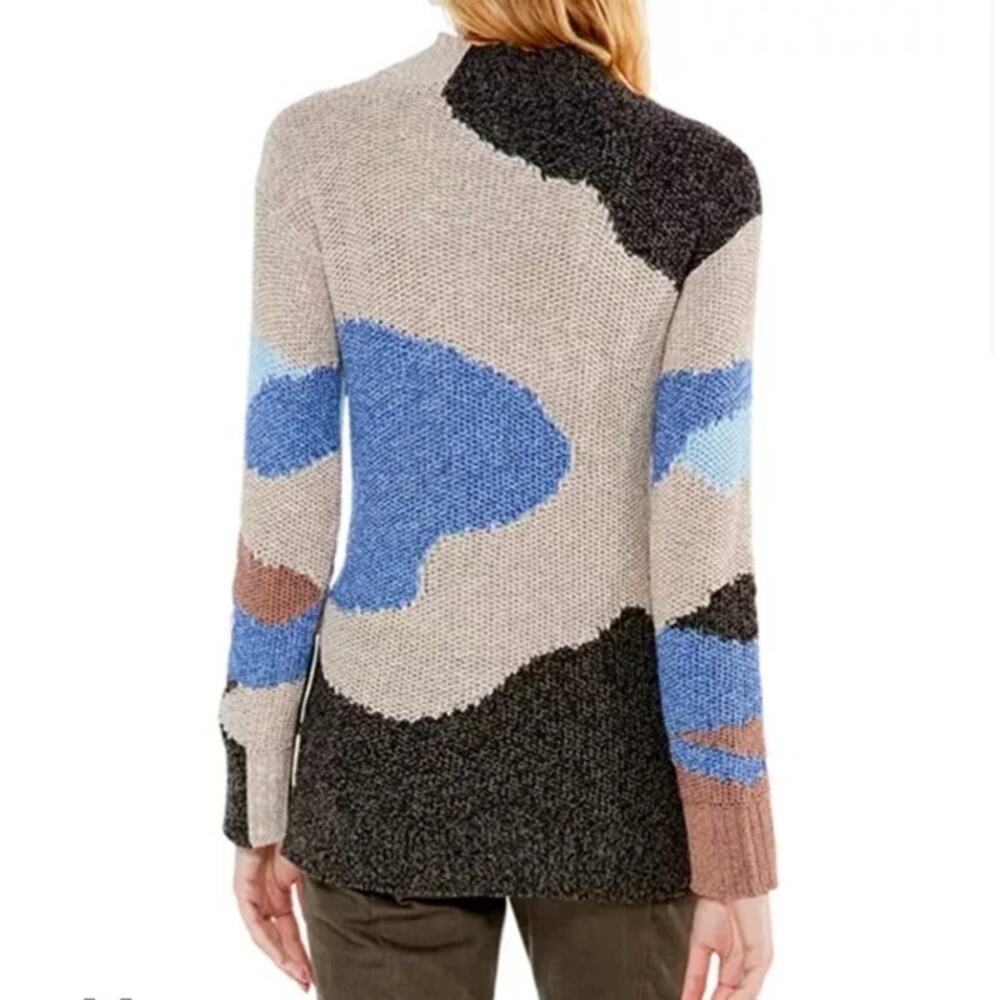 Nic + Zoe Winter Waves Mock Neck Sweater XS Earthy Abstract Knit Pullover EUC - Picture 4 of 13